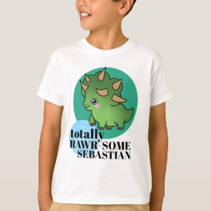 Volledig Geweldige Cute Green Dinosaur met Circles T-shirt