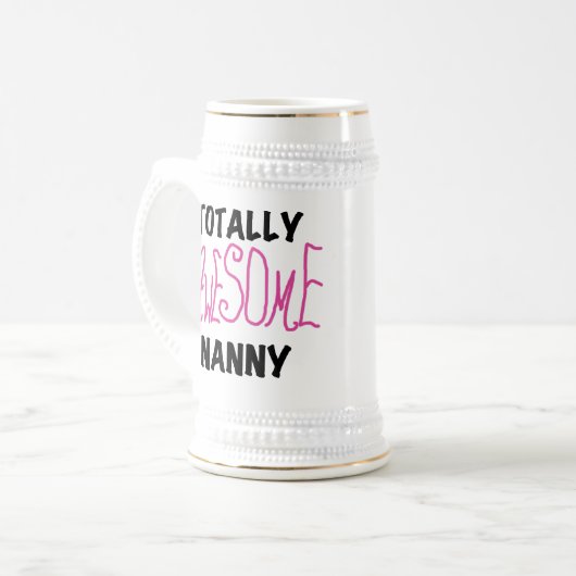 Volledig Geweldige nanny Pink T-shirts en cadeautj Bierpul (Voorkant links)
