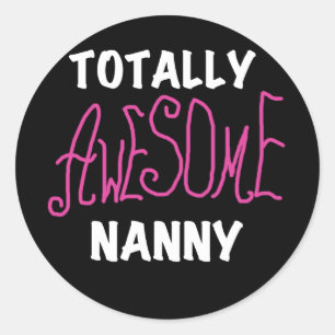 Volledig Geweldige nanny Pink T-shirts en cadeautj Ronde Sticker