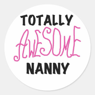 Volledig Geweldige nanny Pink T-shirts en cadeautj Ronde Sticker