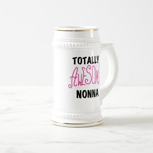 Volledig Geweldige Nonna Pink T-shirts en geschenk Bierpul (Voorkant rechts)