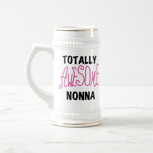 Volledig Geweldige Nonna Pink T-shirts en geschenk Bierpul (Links)