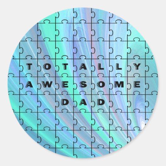 Volledig Geweldige pa Puzzle Blue Ronde Sticker (Voorkant)