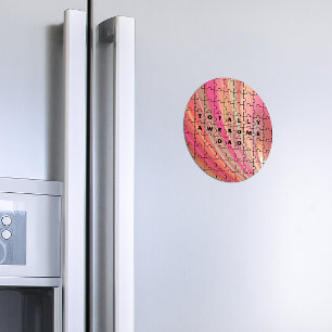 Volledig Geweldige pap Puzzle-tekst roze/bruin pat Magneet