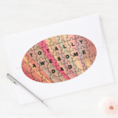 Volledig Geweldige pap Puzzle-tekst roze/bruin pat Ovale Sticker (Envelop)