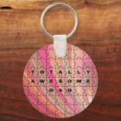 Volledig Geweldige pap Puzzle-tekst roze/bruin pat Sleutelhanger (Voorkant)