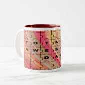 Volledig Geweldige pap Puzzle-tekst roze/bruin pat Tweekleurige Koffiemok (Voorkant links)