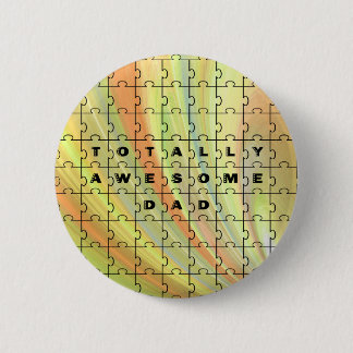 Volledig Geweldige pap Puzzle Yellow/Brown Ronde Button 5,7 Cm