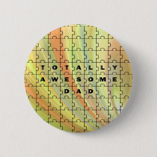 Volledig Geweldige pap Puzzle Yellow/Brown Ronde Button 5,7 Cm (Voorkant)