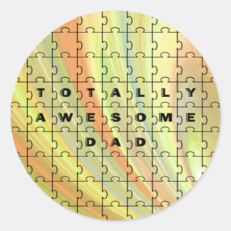 Volledig Geweldige pap Puzzle Yellow/Brown Ronde Sticker