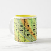 Volledig Geweldige pap Puzzle Yellow/Brown Tweekleurige Koffiemok (Voorkant links)