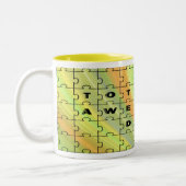 Volledig Geweldige pap Puzzle Yellow/Brown Tweekleurige Koffiemok (Links)