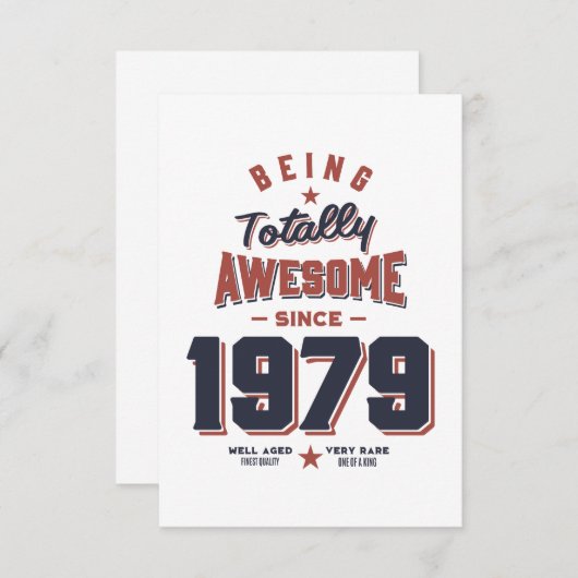 Volledig Geweldige sinds 1979 RSVP Kaartje (Voorkant / Achterkant)