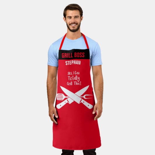 Volledig grillen dat aangepaste grappige BBQ chef- Schort (Gedragen)