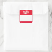 Volledig  'Hallo mijn naam is' Rode kleur Vierkante Sticker (Tas)