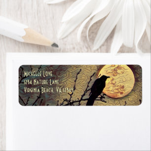 Volledig Herfst Moon en Crow Autumn Etiket
