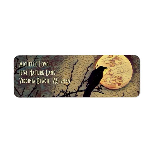 Volledig Herfst Moon en Crow Autumn Etiket (Voorkant)