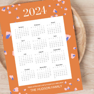 Volledig Jaar 12 Maanden Bloemblaadjes Terracotta Poster