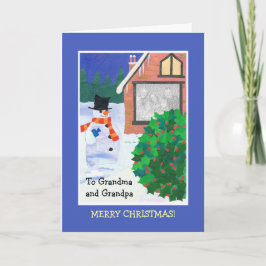 Volledig  Kerstmis fotokaart, Sneeuwman Feestdagen Kaart