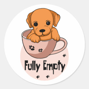 Volledig lege Kawaii orang puppy in een mok koffie Ronde Sticker