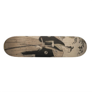 Volledig-lengteportret van een Samurai Warrior c. Skateboard