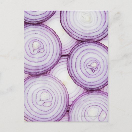 Volledig lijst gesneden rode ui, wit briefkaart (Voorkant)