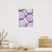 Volledig lijst gesneden rode ui, wit poster (Keuken)