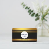 Volledig  Luxe Zwart & Goud Visitekaartje (Staand voorkant)