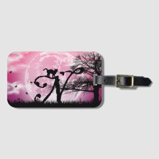 Volledig maan en Kat N Initiaal Monogram Bagagelab Bagagelabel