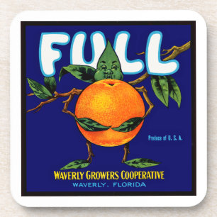 Volledig merk sinaasappels label drankjes onderzetter