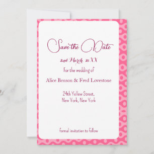 Volledig met uw roze detailpatroon save the date