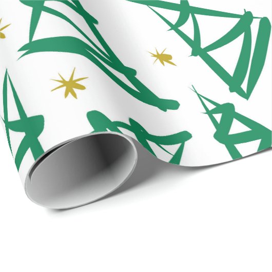 Volledig moderne inkt tekenen kerstbomen | groen cadeaupapier (Rol Hoek)