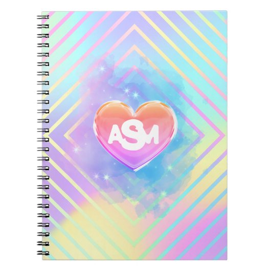 Volledig Monogram Magic Heart College Gelinieerd N Notitieboek (Voorkant)