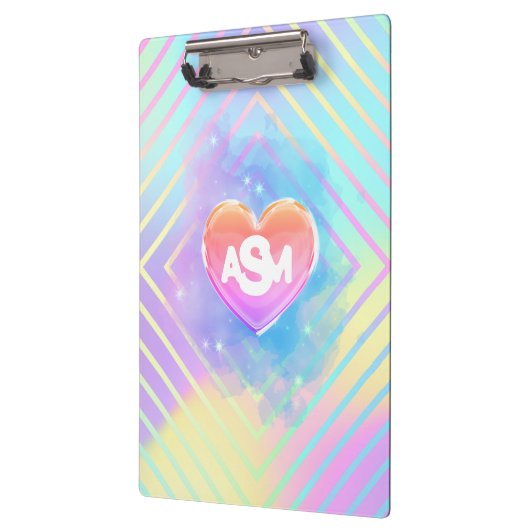 Volledig Monogram Rainbow Magic Heart Klembord (Links)