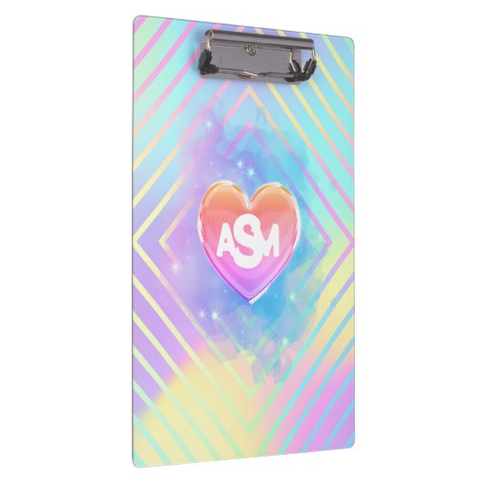 Volledig Monogram Rainbow Magic Heart Klembord (Rechts)