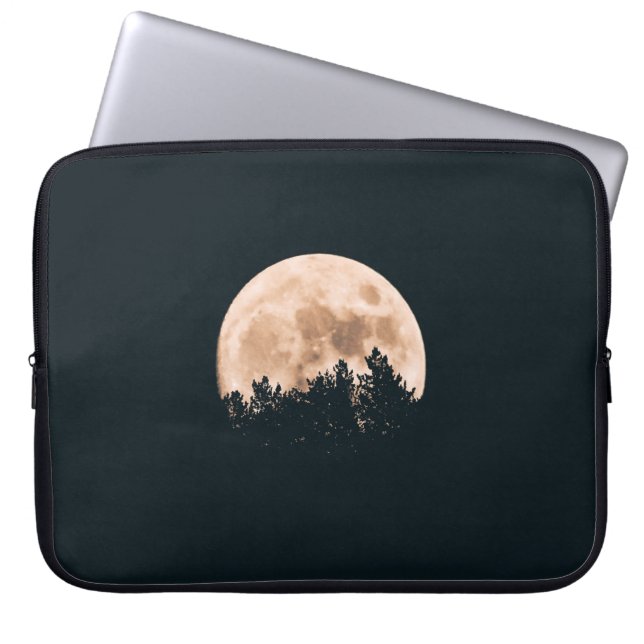 VOLLEDIG MOON ACHTER EEN TREE SILHOUETTES LAPTOP SLEEVE (Voorkant)