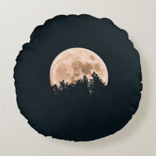VOLLEDIG MOON ACHTER EEN TREE SILHOUETTES ROND KUSSEN
