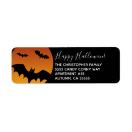Volledig Moon en Halloween Bats Adres Etiket