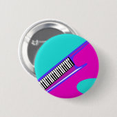 Volledig Neon 80's Keytar Ronde Button 5,7 Cm (Voorkant /achterkant)