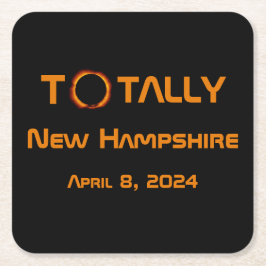 Volledig New Hampshire 2024 Zonsverduistering Kartonnen Onderzetters