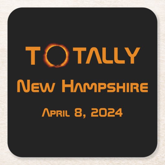 Volledig New Hampshire 2024 Zonsverduistering Kartonnen Onderzetters (Voorkant)