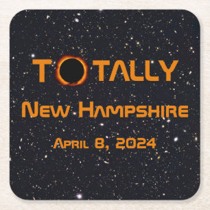 Volledig New Hampshire 2024 Zonsverduistering Kartonnen Onderzetters