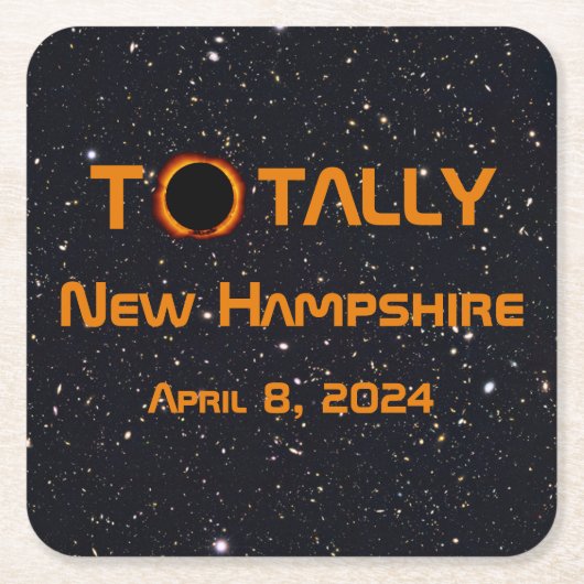 Volledig New Hampshire 2024 Zonsverduistering Kartonnen Onderzetters (Voorkant)