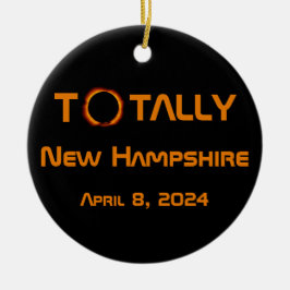 Volledig New Hampshire 2024 Zonsverduistering Keramisch Ornament
