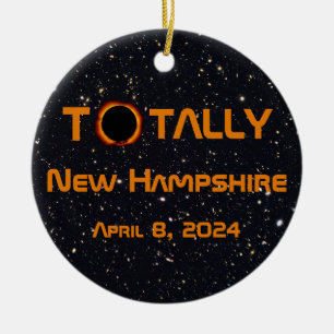 Volledig New Hampshire 2024 Zonsverduistering Keramisch Ornament