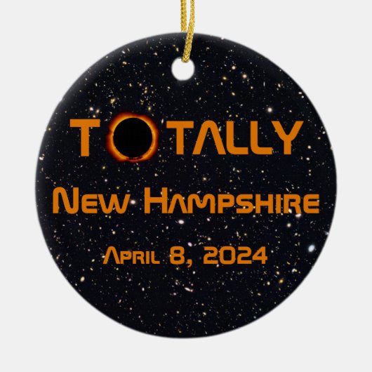 Volledig New Hampshire 2024 Zonsverduistering Keramisch Ornament (Voorkant)