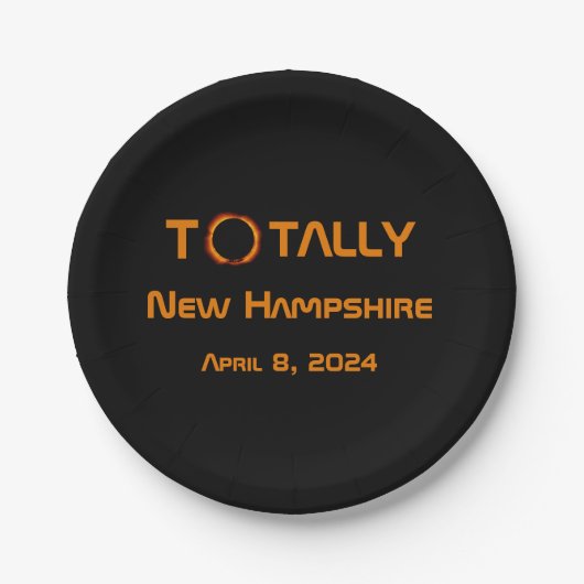 Volledig New Hampshire 2024 Zonsverduistering Papieren Bordje (Voorkant)