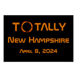 Volledig New Hampshire 2024 Zonsverduistering Perfect Poster
