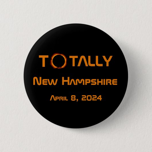 Volledig New Hampshire 2024 Zonsverduistering Ronde Button 5,7 Cm (Voorkant)