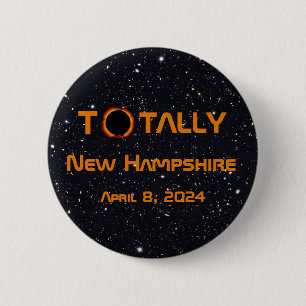 Volledig New Hampshire 2024 Zonsverduistering Ronde Button 5,7 Cm